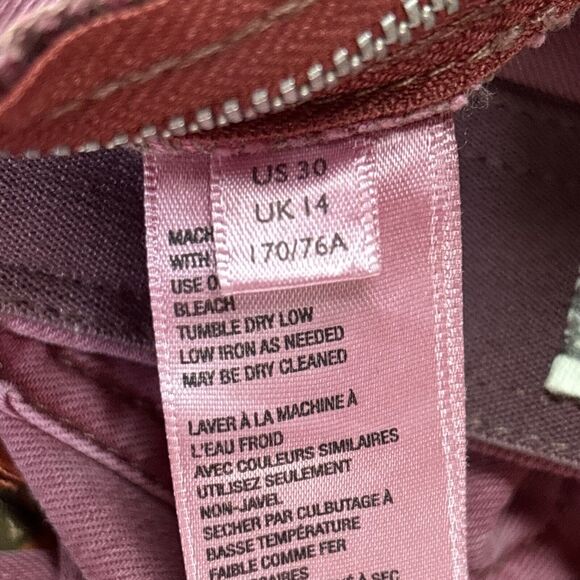 We The Free Women's Pants Sz 30 Red Maroon Bootcut Jeans Front V Side Zip Y2K - Picture 12 of 13